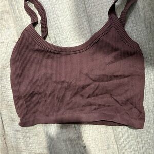 SHEIN Brown Ribbed Crop Tank Top